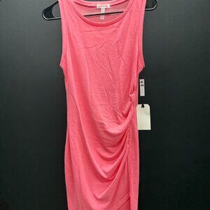 Leith Pink Ruched Sleeveless Midi Dress